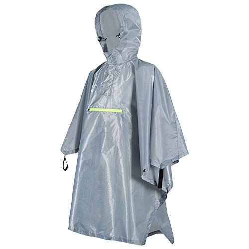 Festnight Raincoat impermeável impermeável com refletor Poncho impermeável com tira reflexiva (Grey)