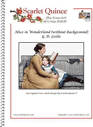 Scarlet Quince LES009-Blg Alicia en el país de las maravillas (sin fondo) por G. D. Leslie - Tabla de punto de cruz, símbolos de tamaño grande