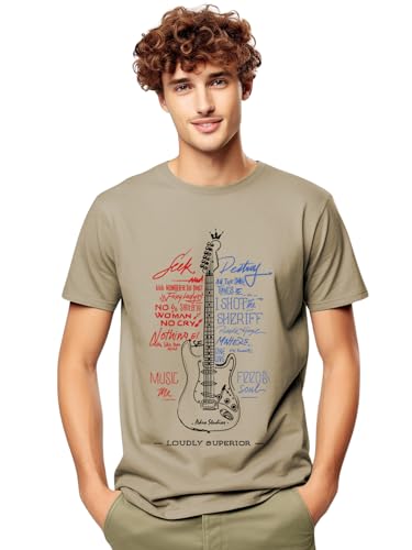 Image of ADRO Guitar Design Printed T-Shirt for Men - 100% Cotton, Regular Fit, Soft Breathable Fabric.