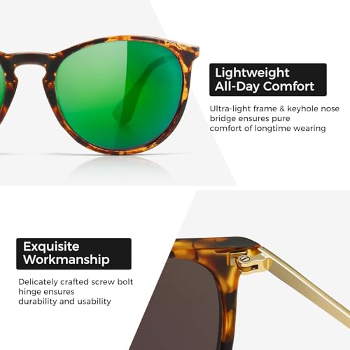 Image of SUNGAIT Premium Vintage Round Sunglasses for Women Men Classic Retro Trendy Style