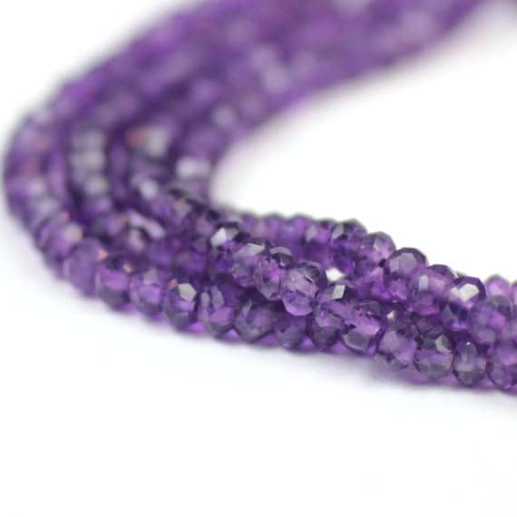Améthyste micro facettée LKBEADS perles rondelles pierres semi précieuses pourpre 20"