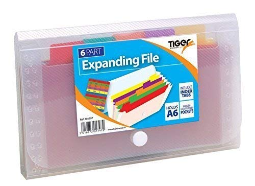 Range Wholesale A6 Small Expanding 6 Part Expanding File Folder Stud Wallet Case Tab Organiser - Pack Of 18