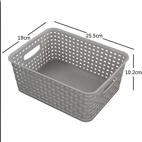 Gitany 6-Pack Silver Grey Plastic Woven Baskets, Gray Weave Storage Basket