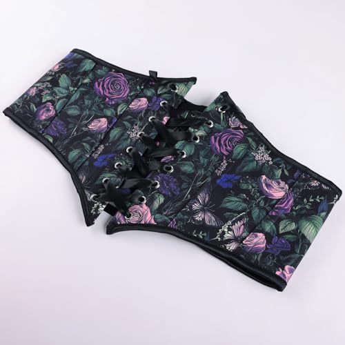 Image of Scarlet Darkness Corset Belt for Women Floral Lace Up Boned Underbust Corset Waist Belts