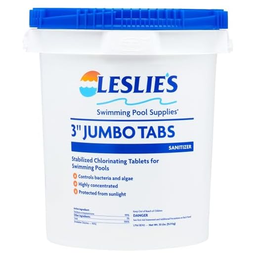 Leslie's Jumbo 3 Inch Chlorine Tablets for Sanitizing Swimming Pools - Stabilized - Individually Wrapped - Slow Dissolving - 90% Available Chlorine - Tri-Chlor - 35 Pounds 171549