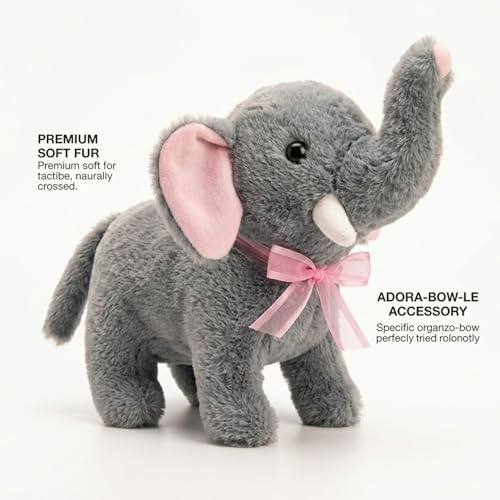 Image of GITGRNTH Real Sound Elephant Plush Toy with Walking Action , Soft Stuffed Elephant Toy for Babies Girls & Boys - Gift for Girls & Boys - Interactive Toy and Playtime Fun - Battery Not Include
