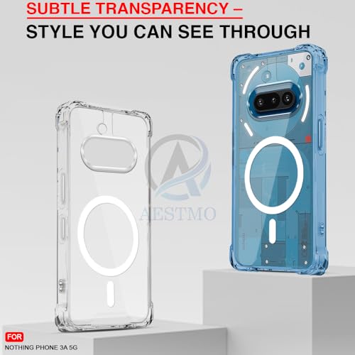 Image of AESTMO Clear Back Cover for Nothing Phone 3A 5G | 360 Protection | Transparent Back Cover for Nothing Phone 3A 5G (PC + TPU, Compatible with MagSafe Accessories, Transparent Bumper)