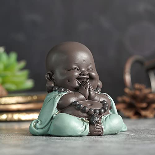JUJOYBD Small Laughing Buddha, Cute Monk Statue, Ceramic Ornaments, Small Buddha Figure, Gift Table Decoration, Prayer - Image 2
