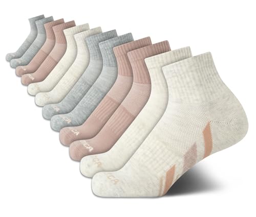 Image of Nautica Womens Quarter Socks Moisture Wicking Cushioned Socks, 12 Pack | Stretch Performance Dri-Motion Fabric, Cushioned with Arch Support, Breathable Mesh Panels, Quarter Cut, Shoe Size 4-10