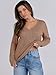 ANRABESS Womens Long Sleeve Cable Knit Sweater 2025 Fall Fashion V Neck Fitted Pullover Top Business Casual Work Fall Outfits Khaki Tan XX-Large