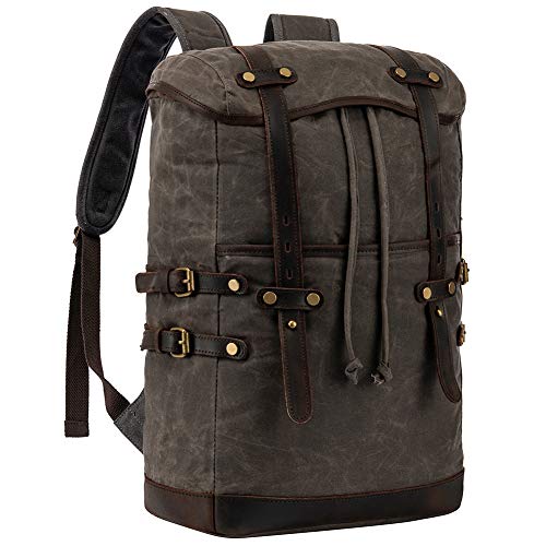 Vintage Waterproof CanvasTravel Laptop Backpack, Outdoor Rucksack, School backpack Hiking backpack Fits 17"