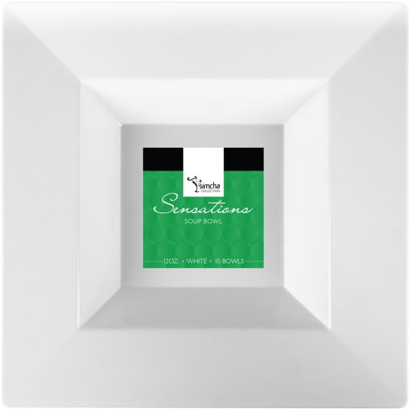 12 oz White Square Bowls - Disposable Plastic Catering and Party Bowls - Case of 120