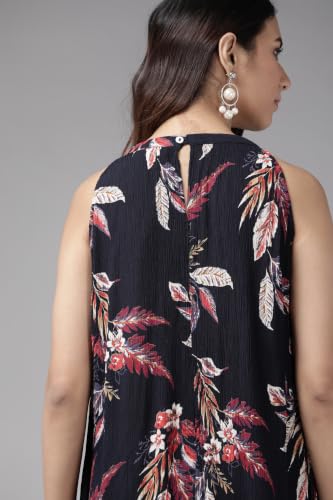 Image of Yash Gallery Women's Rayon Crepe Floral Printed A-Line Maxi Dress Sleeveless Round Neck Casual Summer Dress Lightweight Comfortable Long Dress for Women