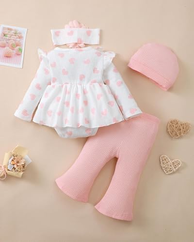Image of Renotemy Newborn Infant Baby Girl Clothes Summer Outfits Infant Romper Pants Cute Toddler Girl Clothes Gift Set