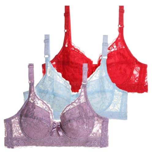 Camiseta de tirantes para hombre para mujer, sujetador informal y de moda de talla grande, ropa interior fina con esponja, sujetador de encaje sexy para mujer, azul, 75B