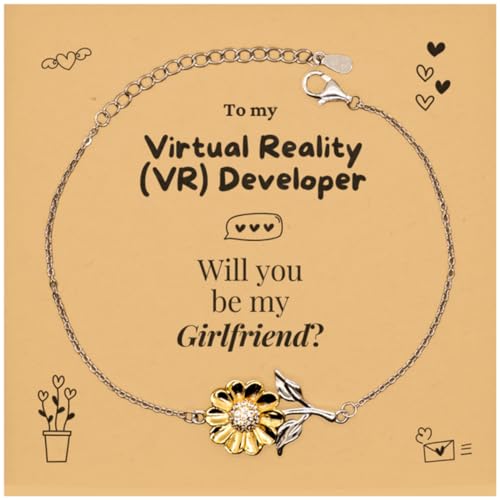 Virtual Reality (VR) Developer Gift, Couple, Lover proposal card for her, I Love You for Valentine, Wedding, Marriage, Anniversaries, cute sunflower Bracelet | Be my Girlfriend