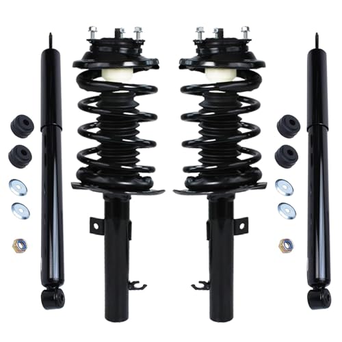 Image of Detroit Axle - Struts Shocks for 2006-2007 Ford Focus Complete 2 Front Struts with Coil Spring 2 Rear Shock Absorbers Replacement Quick Install Ready Strut Assembly