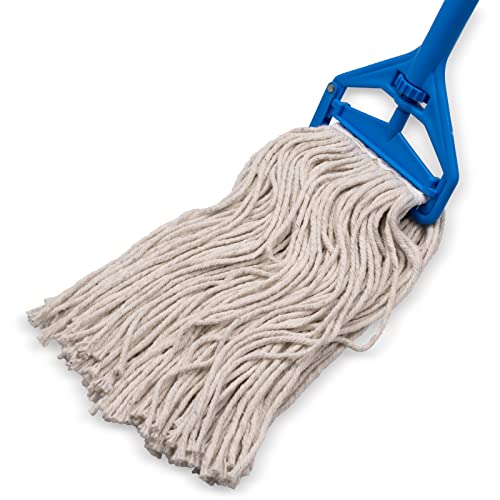 Image of SPARTA Flo-Pac Cotton Mop Head,Cut-End,Narrow Band with White Band for Organized Cleaning,32 Inches,Tan,(Pack of 12)
