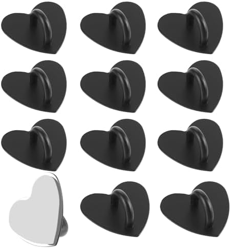 12-Pack Silver Metal Phone Charm Hooks - Adhesive Round Holder For DIY Charms & Lanyards