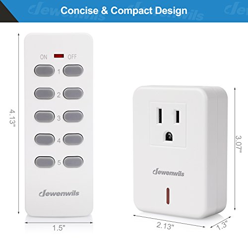 Dewenwils Remote Control Outlet Plug Wireless On Off Power Switch, Programmable Remote Light Switch Kit, 100Ft Rf Range, Compact Design, Etl Listed, White (1 Remote + 4 Outlets Set) #TOP5