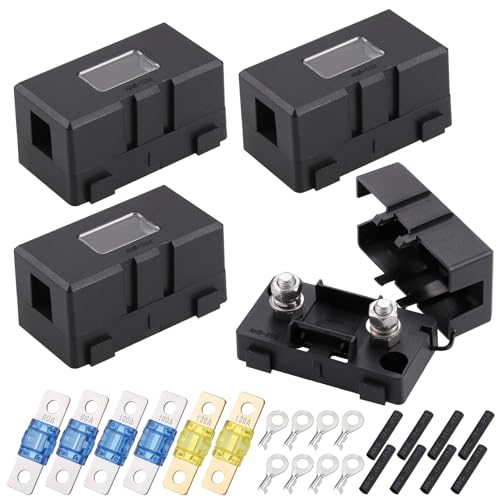4 Stück Midi Sicherungshalter, Kfz Sicherungshalter mit 60A, 100A, 120A Mega Sicherung und 8 Stück Terminal, Mega Sicherungshalter Sicherungen für Auto, Boot, Suv, LKW,Style B