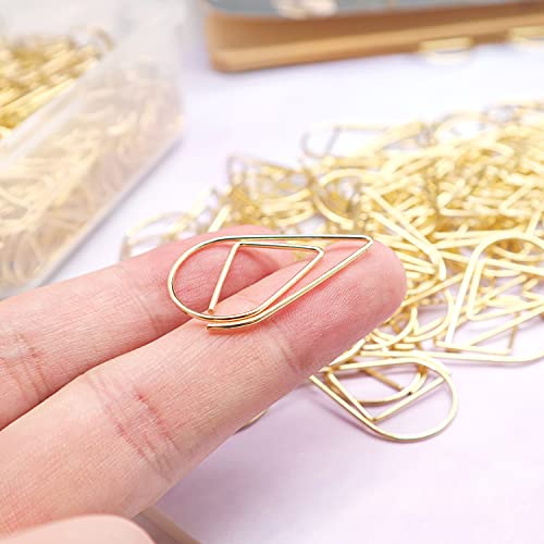 120 Pieces Gold Paper Clips Teardrop Medium Stainless Steel Drop-Shaped Paper Clips For Office School Supplies Wedding Invitations Scrapbooking Bookmarks Kids Women Planners (1.3 Inch) By Deedygo #TOP3