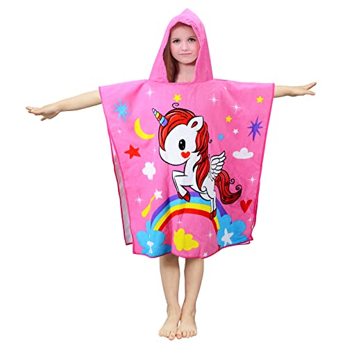 JORAKI Toalla Infantil con Capucha de niño y niña, Toalla de Playa Toalla de Baño Poncho Toalla Poncho Surf para Niñas Niños de 2 a 8 años