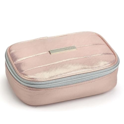 Estojo Escolar Juvenil Metalizado Na Cor Rosé