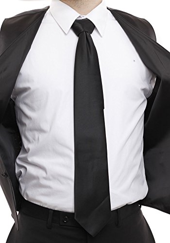 Men's Dress Vest & NeckTie Solid BLACK Color Neck Tie Set for Suit or Tuxedo3