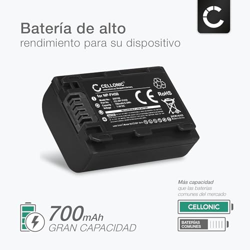 CELLONIC, Batería para Cámara, Compatible con Sony NP-FH50, DSLR-A200 (α200), NP-FH60 (7.4V, 700mAh) - imagen 2