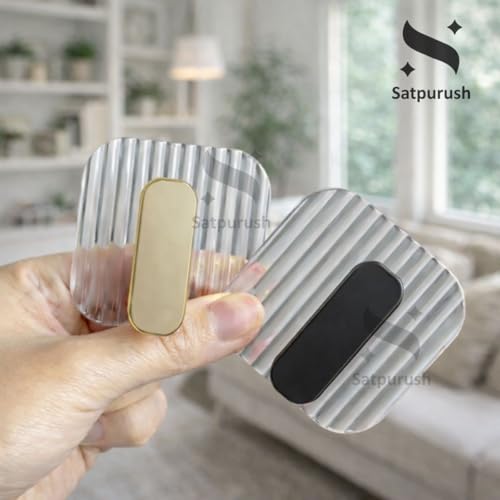 Image of Satpurush Luxury Acrylic Self-Adhesive Wall Hooks | Heavy Duty Bathroom & Kitchen Hook | No Drill Waterproof Wall Hanger for Towels, Robes, Keys & Accessories. (Gold, Pack of 4).