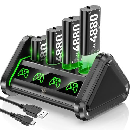 OIVO Baterías para Xbox One/Series X|S/Elite, 4x4880mWh Bateria Mando Xbox, Baterías Recargables para Mandos Xbox, Accesorios para Xbox One/Series X|S