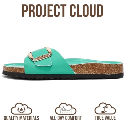 Image of Project Cloud 100% Genuine Leather Sandals Women Dressy Beach Essentials Slides for Women Footwear - Lightweight with Memory Foam Insole Sandals for Women 2026 - Womens Slides