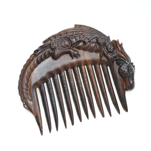Handicraftviet Hand-Carved Wooden Hair Comb, Wooden Viking Comb for Men's