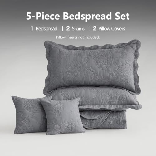 Image of HZ & HY Oversized Alaskan King Bedspreads 138x122, Paisley, Ultimate Gray