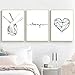 Produktbild Trayosin 3-teiliges Premium Poster Set, Hand in Hand, Linie Liebe, Modern Schwarz Weiß Love Bilder Wandbilder Posterset für Wohnzimmer Schlafzimmer Deko, Ohne Rahmen (30x40cm)