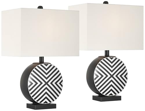 Lámpara de mesa Fraser cerámica negro y blanco 21.5" set 2 miniatura 2