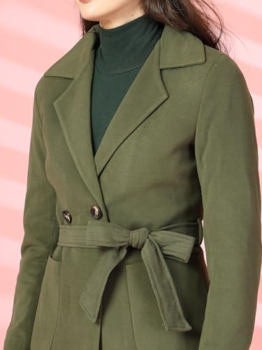 Image of CHKOKKO Women Classic Long Winter Coat Double Breasted | Knee Length Design with a Sophisticated Spread Collar and Convenient Front Pockets for All Occasions