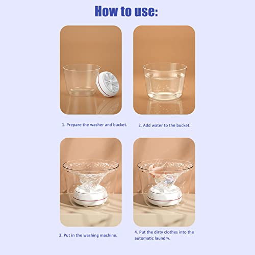 Fockety Mini Waschmaschine, 27W Ultraschall-Turbinenwaschmaschine mit USB, 30 Minuten Selbstabschaltung, Turbo-Waschmaschine, tragbare Turbo-Waschmaschine für persönliche Wäsche Reise