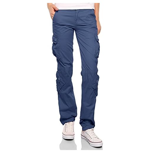 Match Pantalons Cargo pour Femme #2036(2036 Bleu lavé,Medium)
