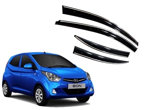 Image of CAR SAAZ Chrome Line Door Visor for EON (2011-2019)(Set of 4Pcs) | Rain Guard | Wind Deflector