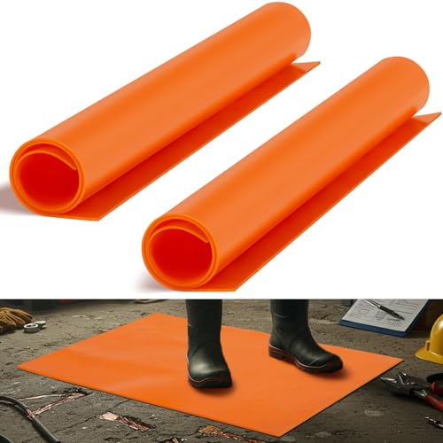 Maasechs 2 Pcs 20" x 20" Rubber Mat, 1000v Insulated, High Voltage Electrical Safety Rubber Mat, Eye Catching Orange, Suitable for Any Area You Need Insulation, Home Commercial Work Spaces
