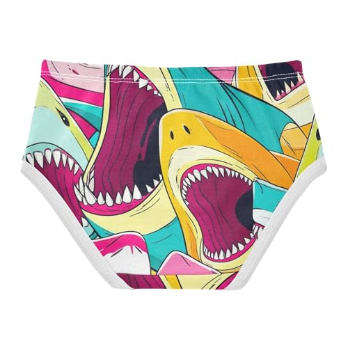 Cartoon Watercolor Sharks Cute Panties Girl Toddlers Underwear Floral Cotton Print Briefs Girls Undies 2t2