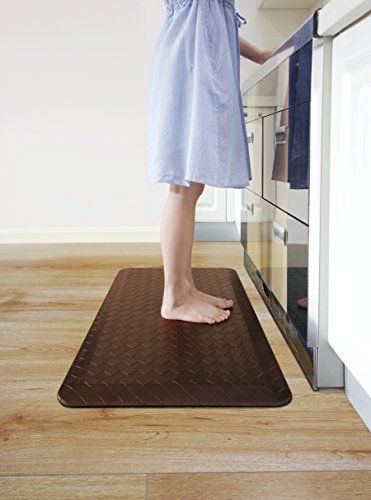 Elegant Comfort Anti Fatigue Standing Comfort Kitchen Mat - Oversized - Non-Slip Backing- Perfect for Kitchen 39 X 20 (Brown)