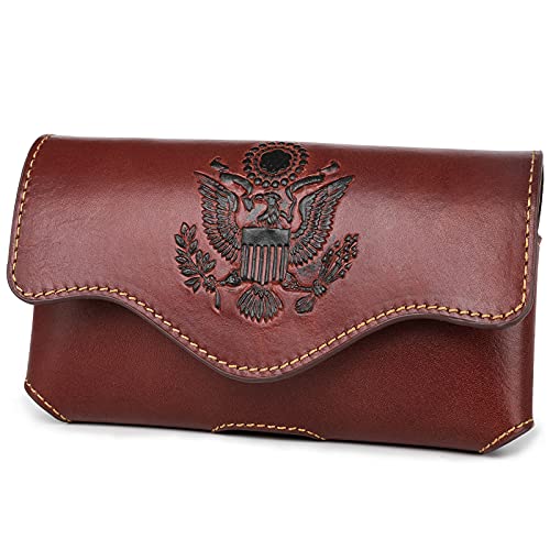 Delila Genuine Leather Phone Holsters for Men iPhone Carrying Case with Belt Loop Cell Phone Case Designed for iPhone 12 Pro/12/11 Pro/11/XS/X/8 Plus/8 Fits Samsung