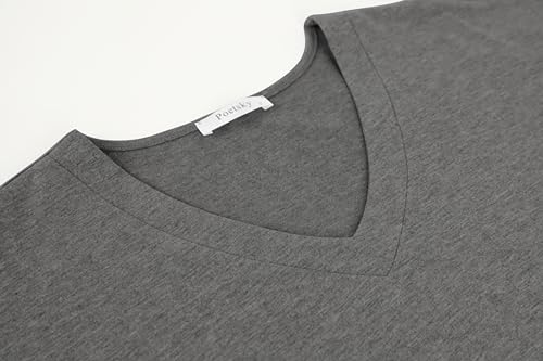 Poetsky Women's Dolman Sleeve V Neck High Low Loose Fit Casual Long Tunic Tops Tee Shirts S-2XL Light Grey XL