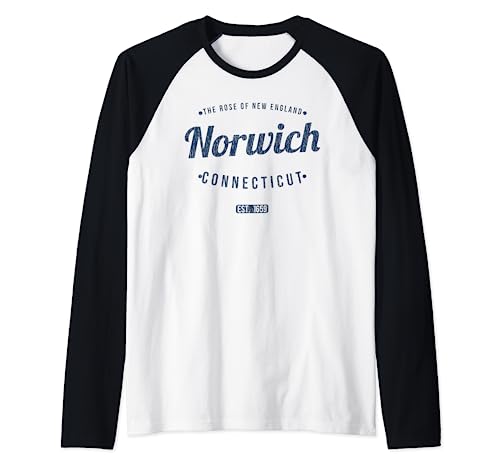 Norwich Connecticut Retro Vintage Souvenir CT Norwich Raglan Baseball Tee