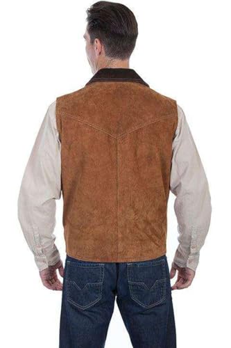 Scully Mens Cafe Brown Leather Western Zip Vest2