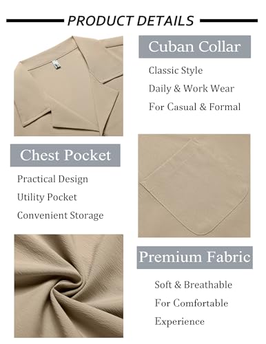 COOFANDY Men's Casual Shirts Short Sleeve Cuban Collared Shirt Summer Button Down Shirt Tropical Beach Textured Shirts - Image 6