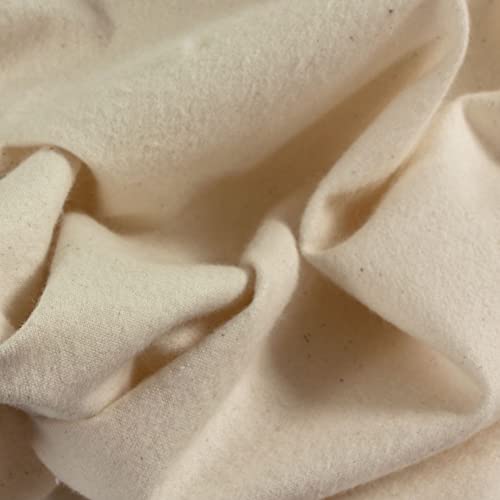 Organic Cotton Flannel (1 Yard, Pre-Cut), Unbleached Natural Ivory Color, 60 Inches Wide, GOTS Certified 100% Natural Organic Cotton, Medium Weight 4.7 Ounces Per Square Yard